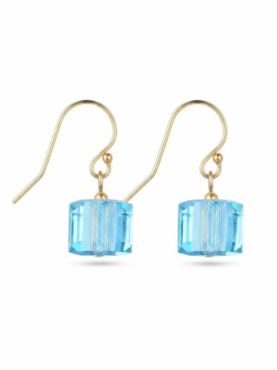 Aquamarine Cube Drop Earrings