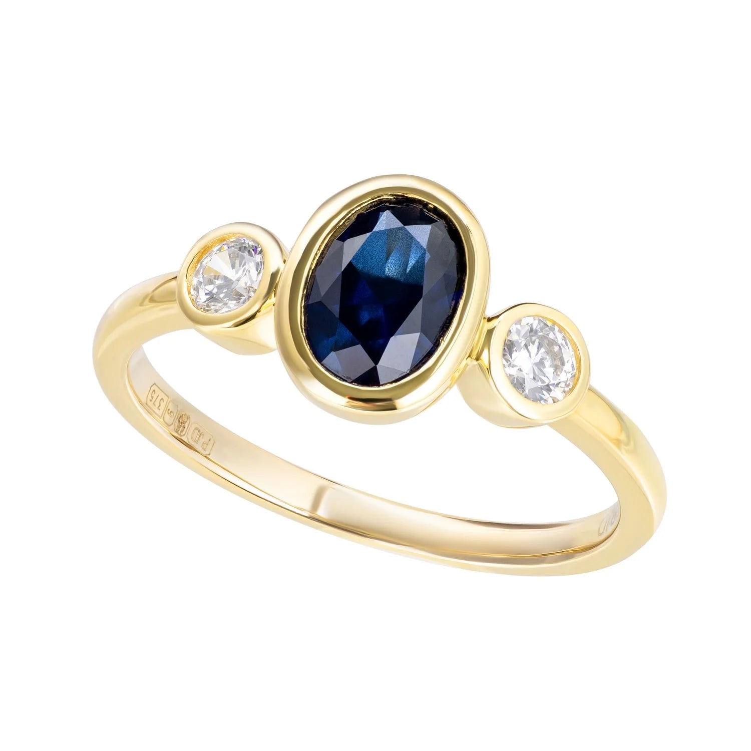 9ct Gold Sapphire Trilogy Ring