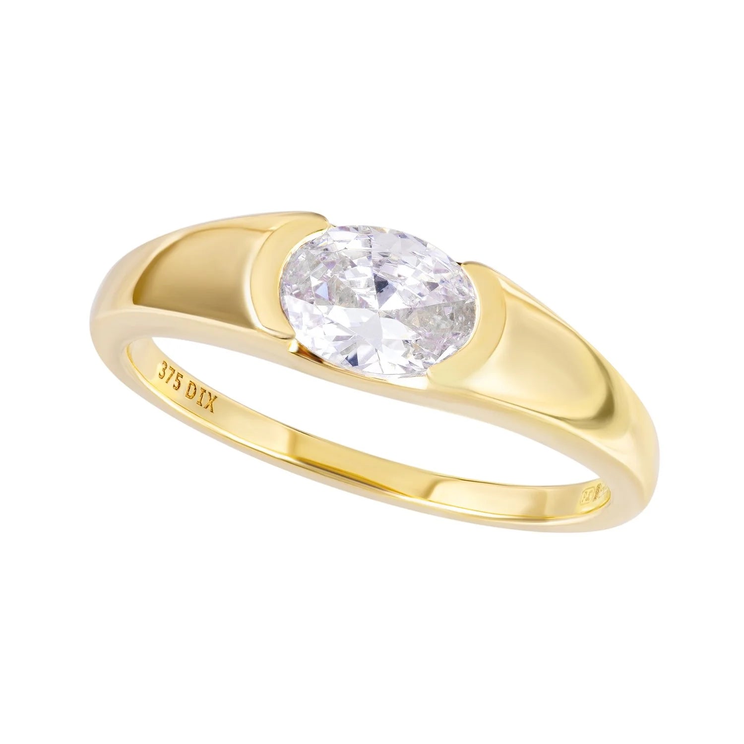 9ct Gold Oval Cubic Ring