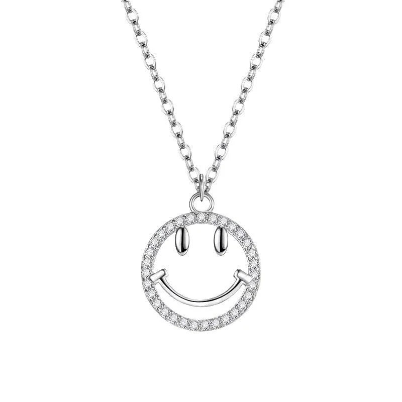 Cz Silver Smile Necklace