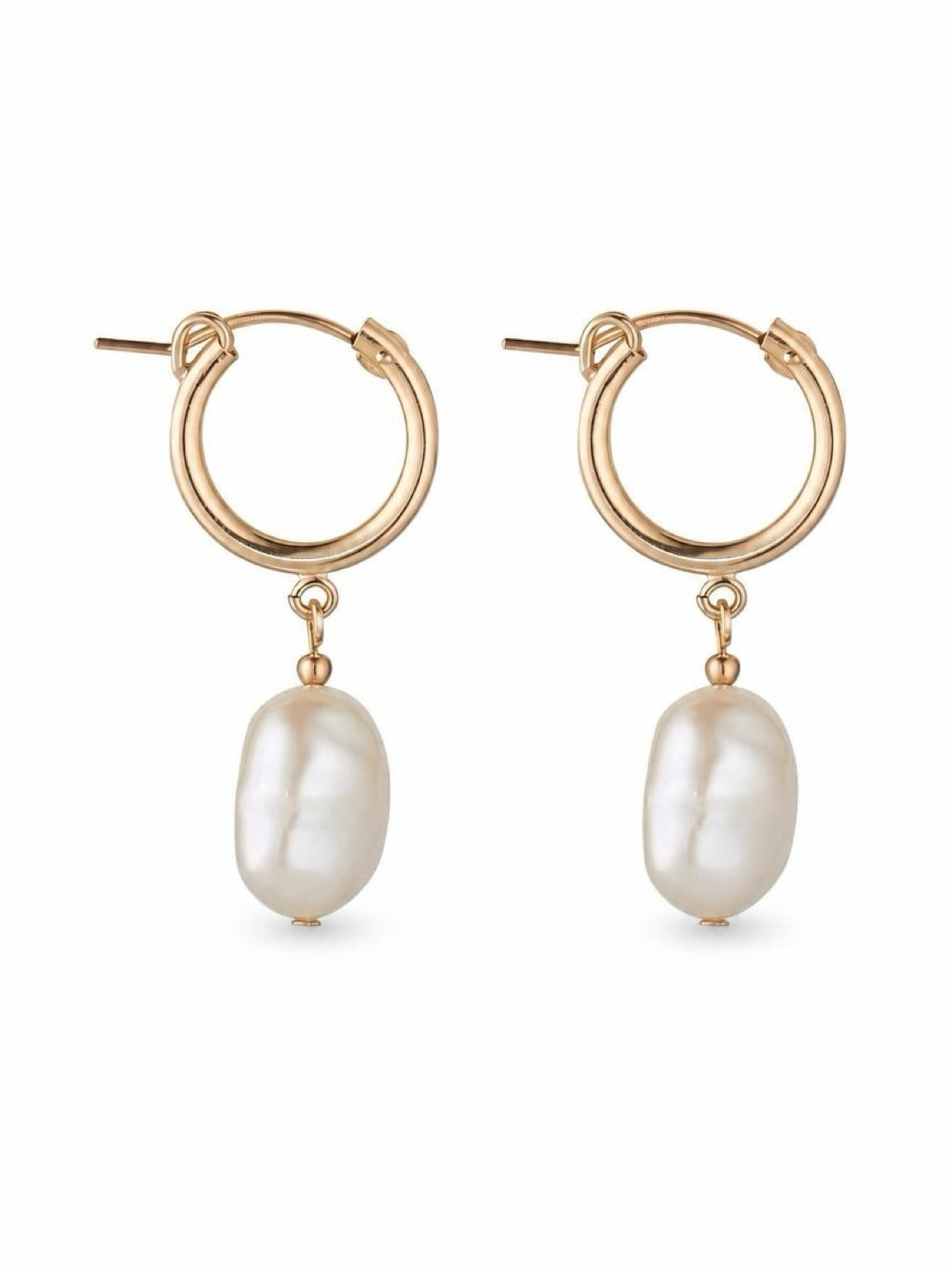Small Baroque Pearl Clip Hoop Earring