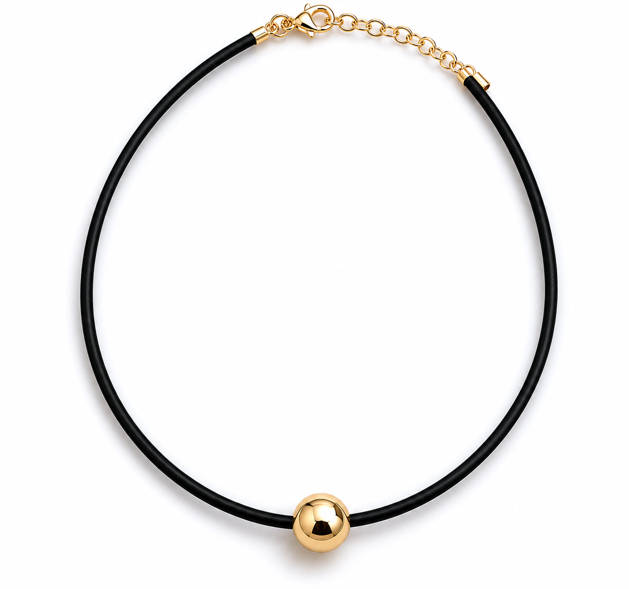 Gold Cord And Ball Necklace