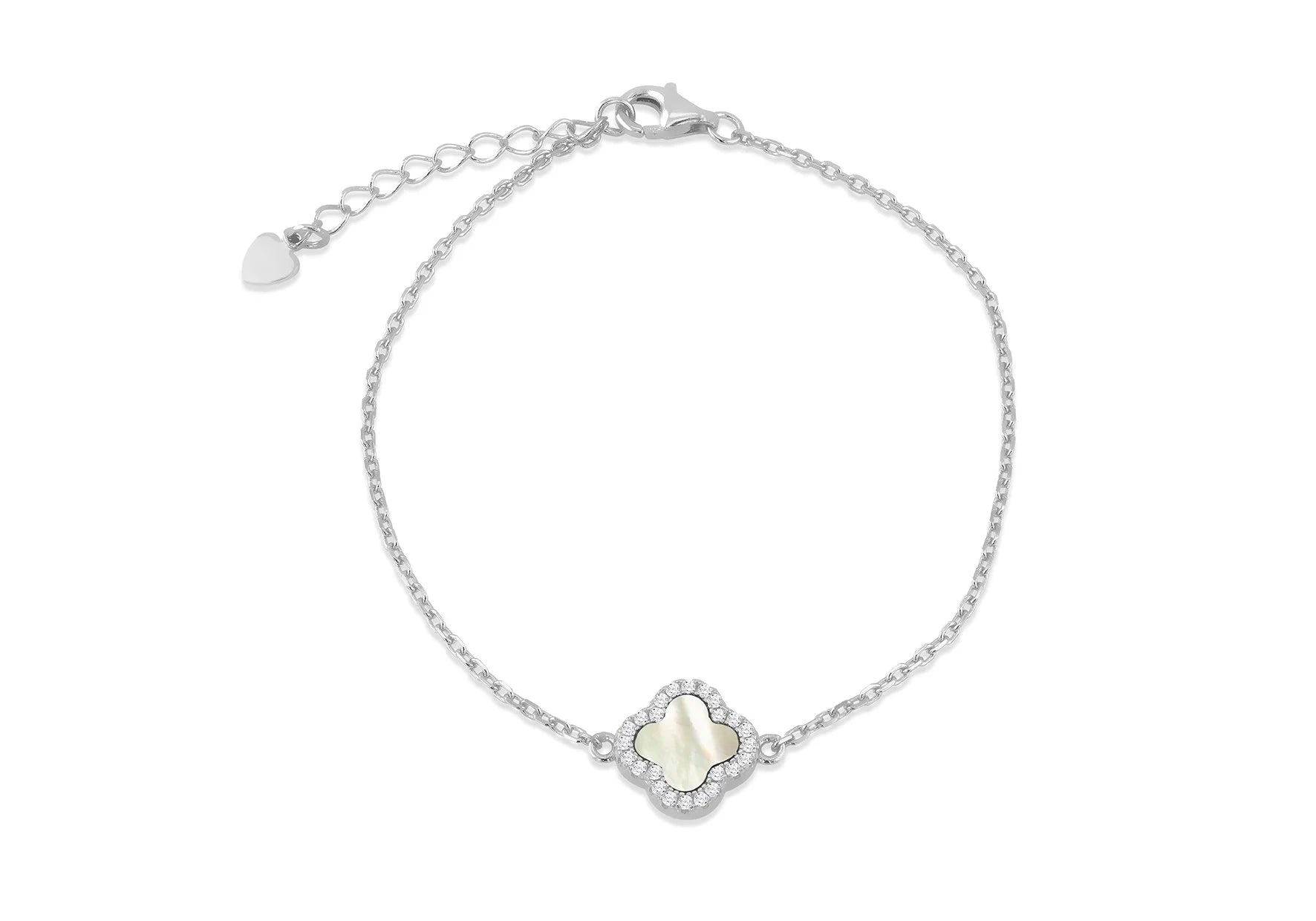 Silver Mother of Pearl Clover Bracelet