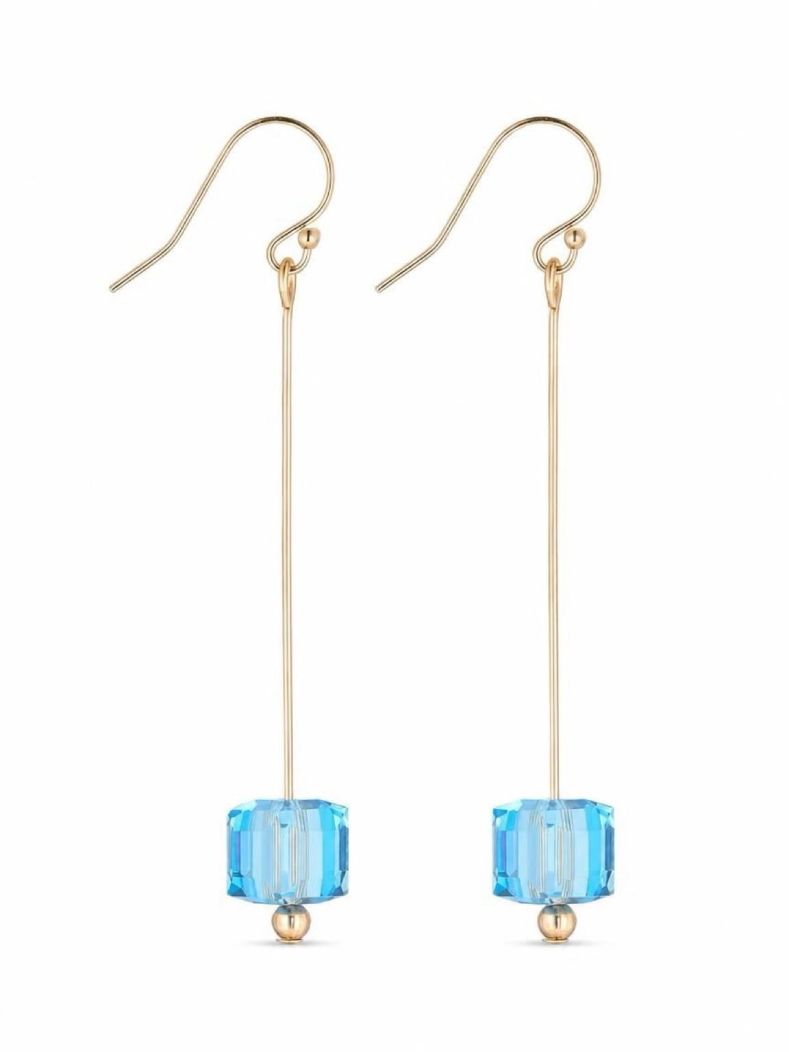 Aquamarine Pin Cube Earrings