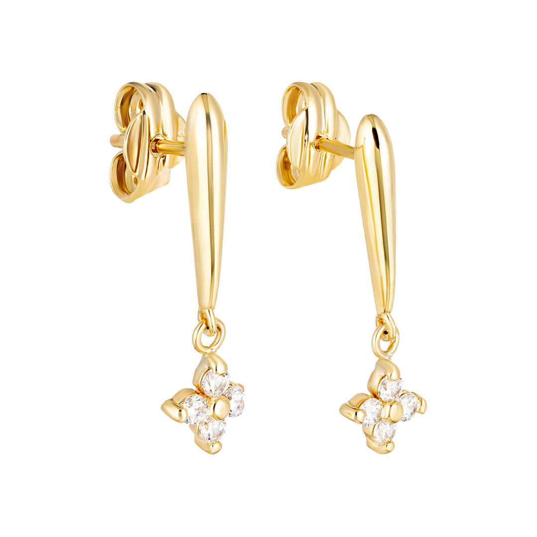 9ct Clover Drop Earring