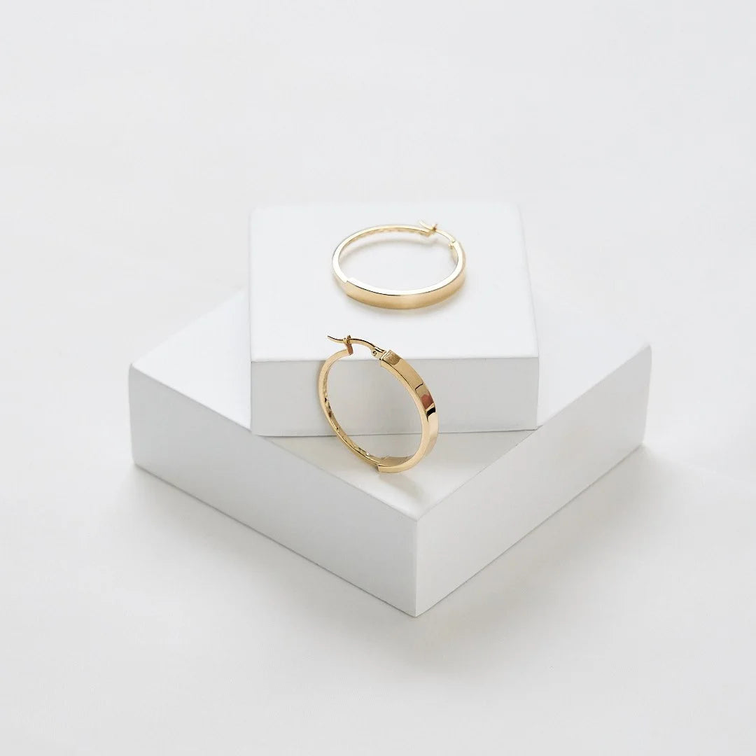 9ct Gold Two Sided Hoops