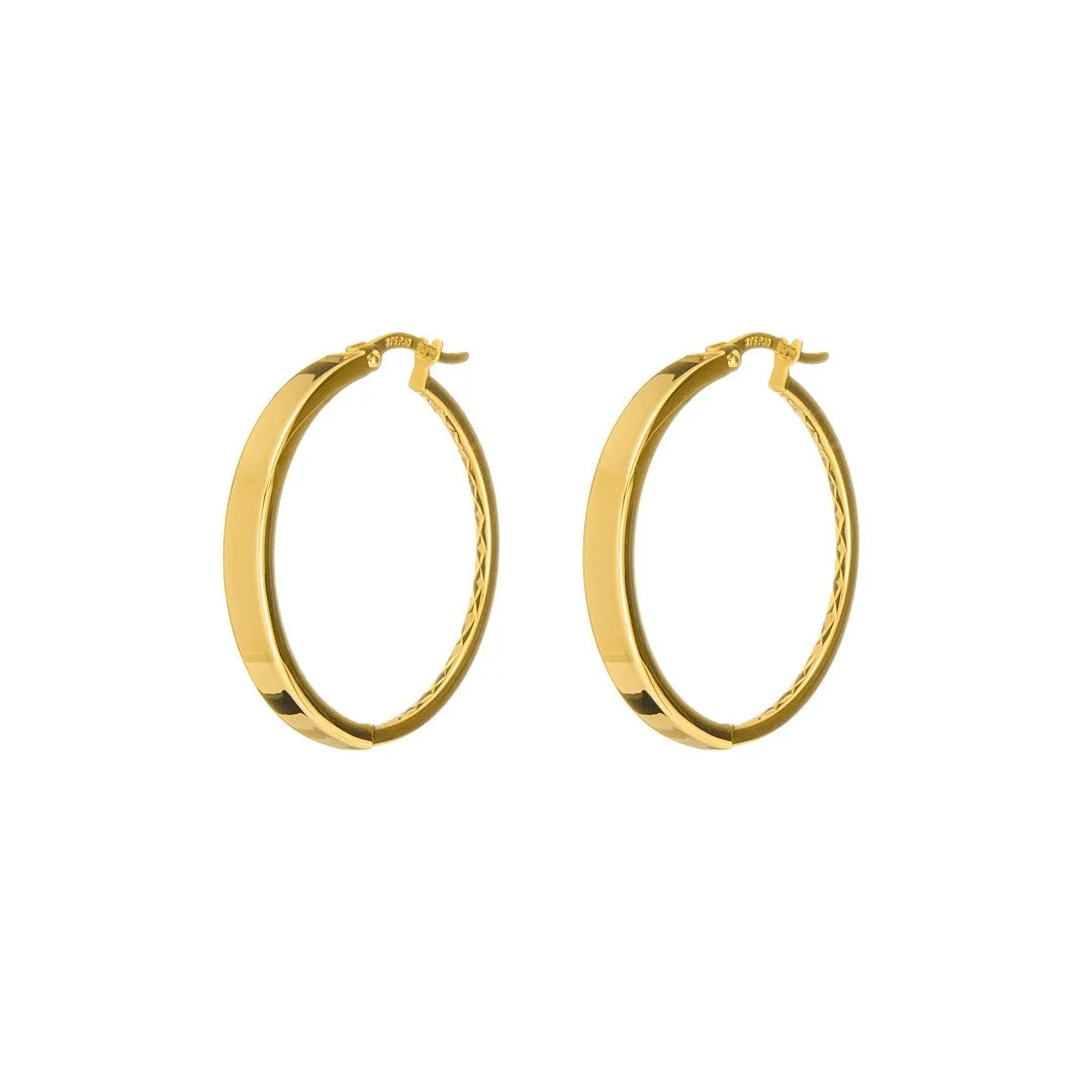 9ct Gold Two Sided Hoops