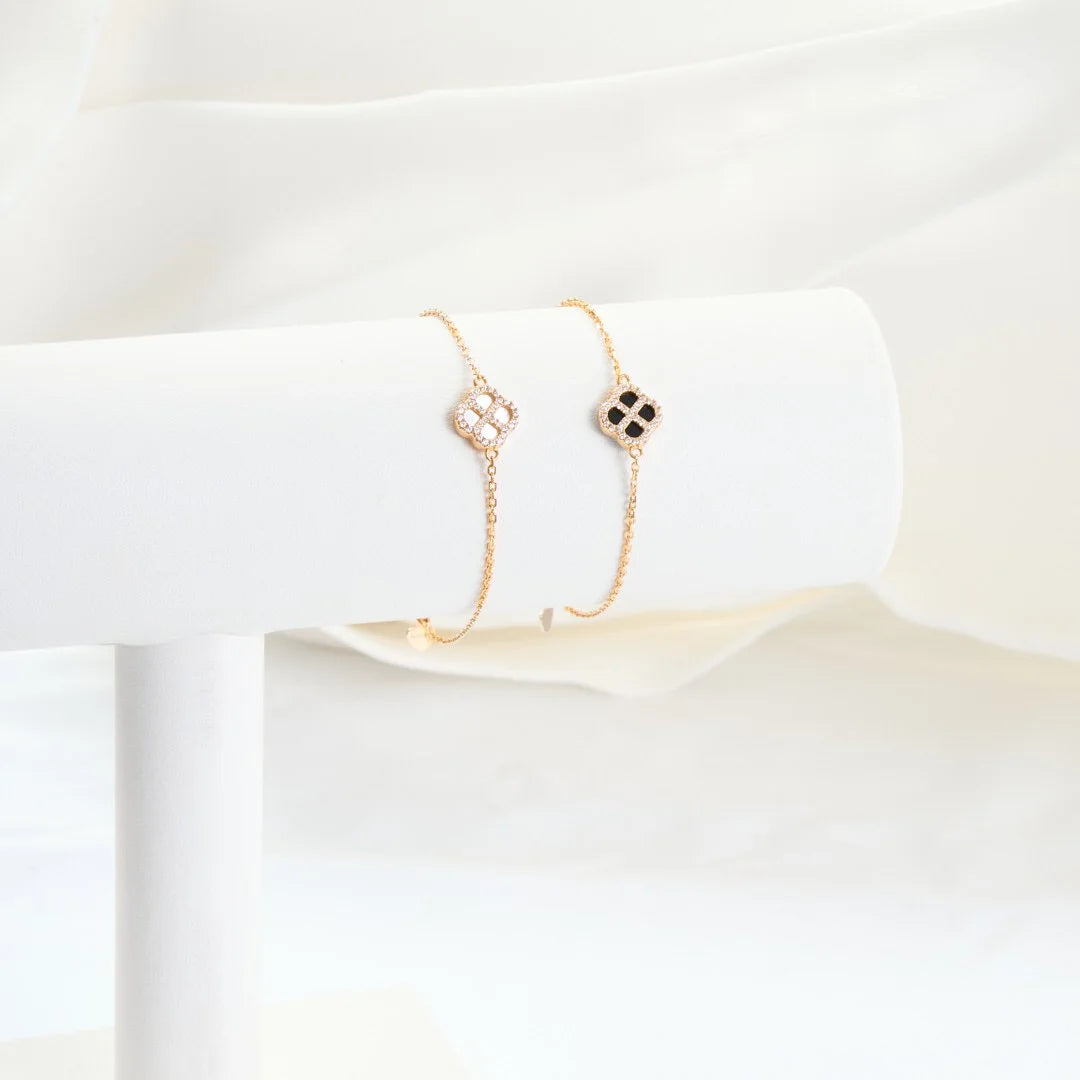 Gold Mother Of Pearl Clover Bracelet