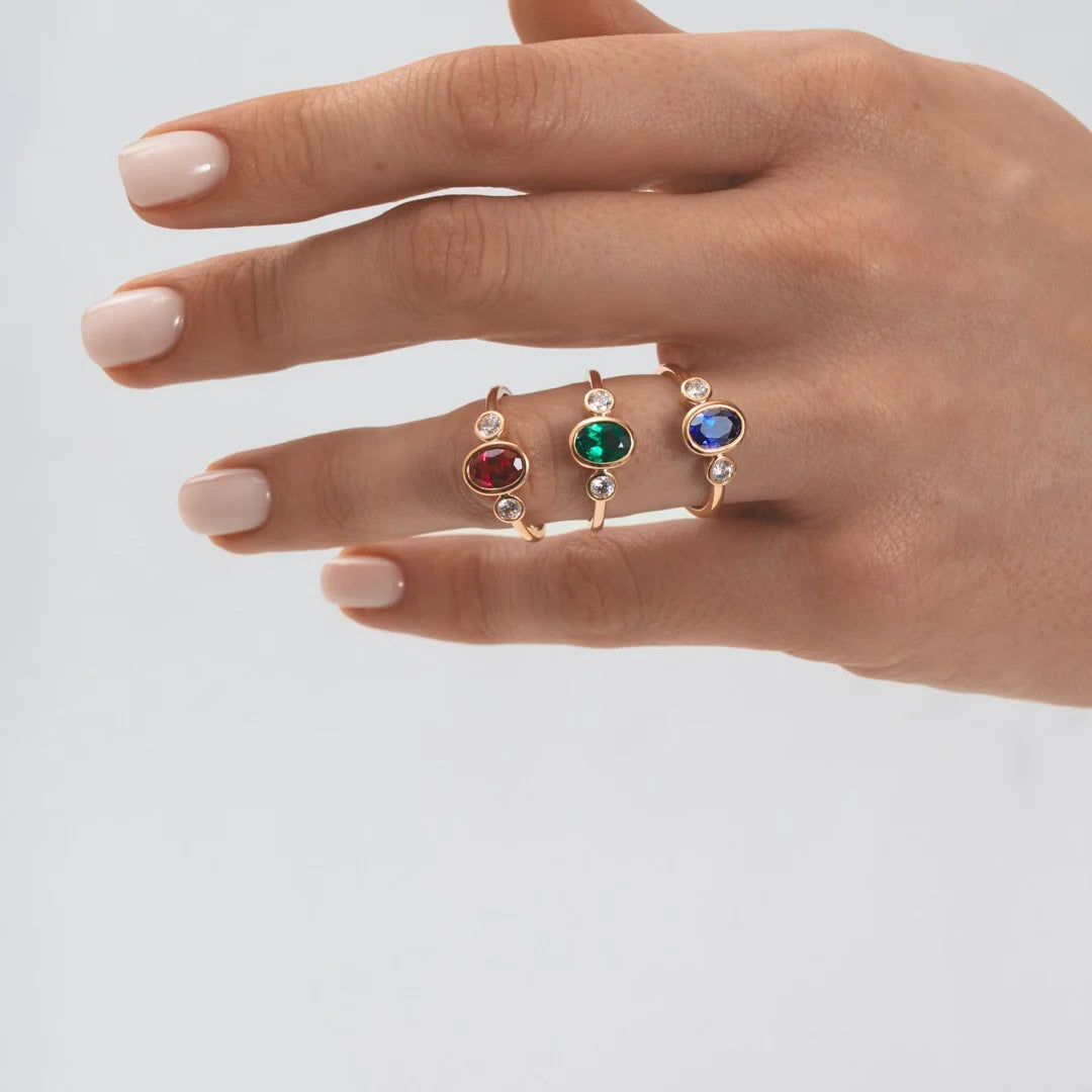 9ct Gold Sapphire Trilogy Ring