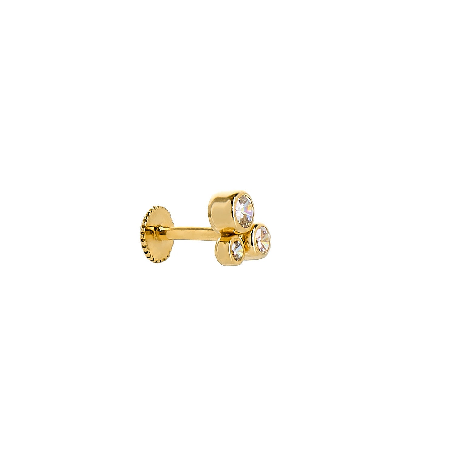 9ct Gold Triple Stone Flat Back