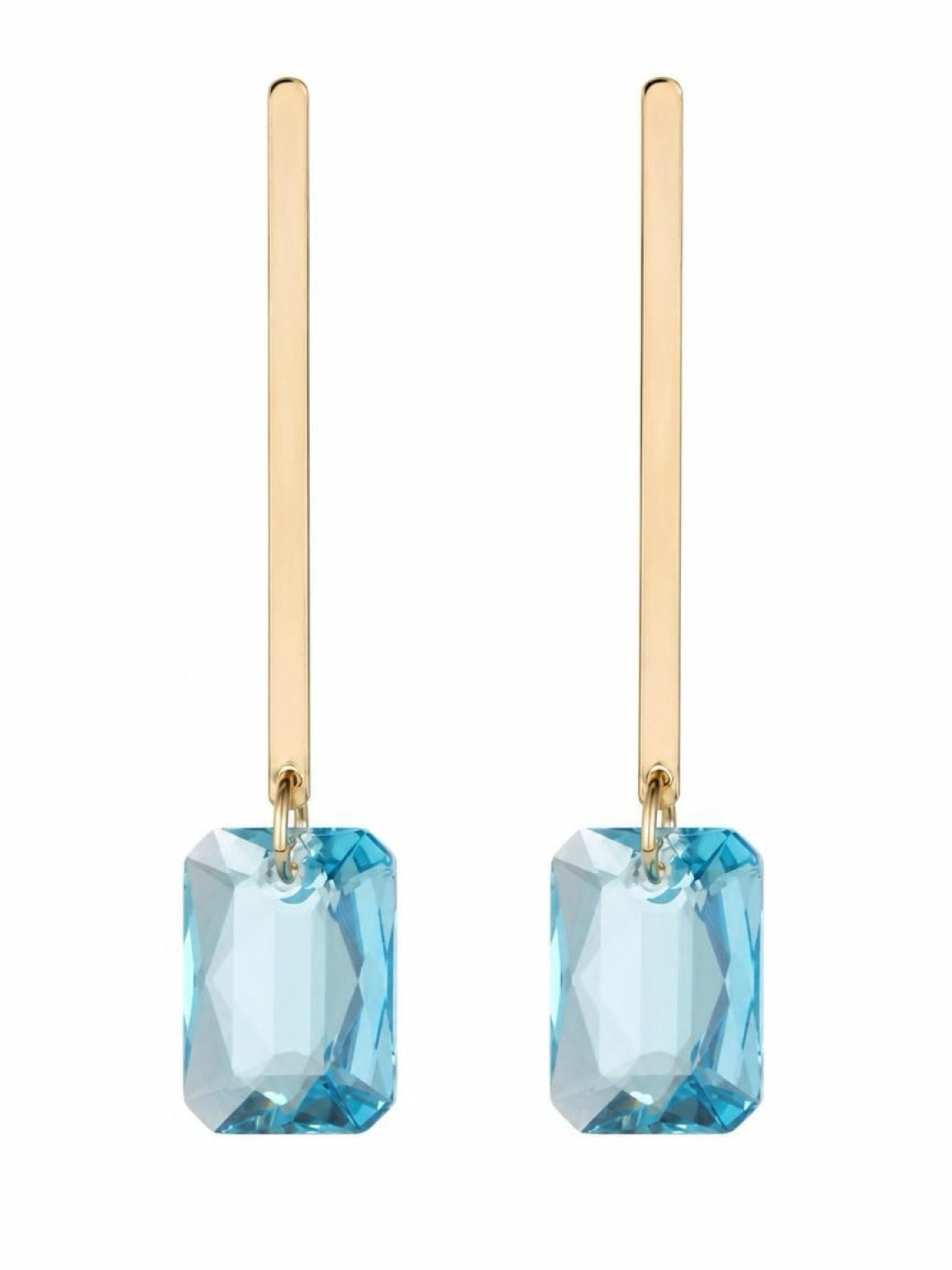 Aquamarine Rectangle Bar Drop Earrings