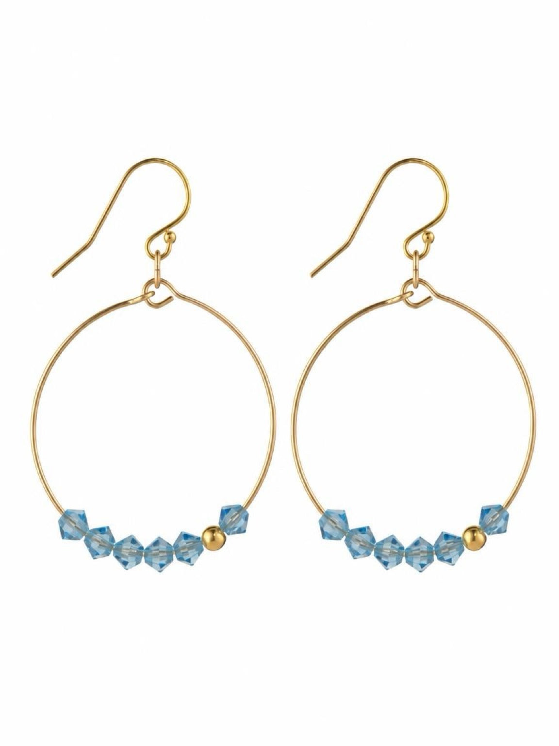 Aquamarine Crystal Row Hoop Earrings