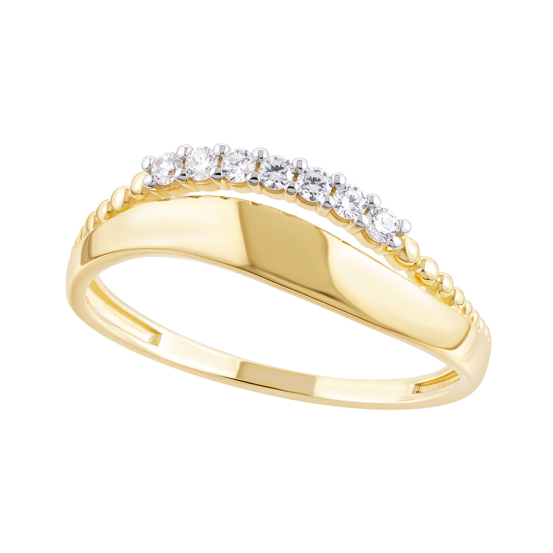 9ct Split Bead CZ Ring