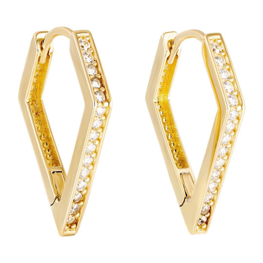 9ct Hexagon Pave Hoop