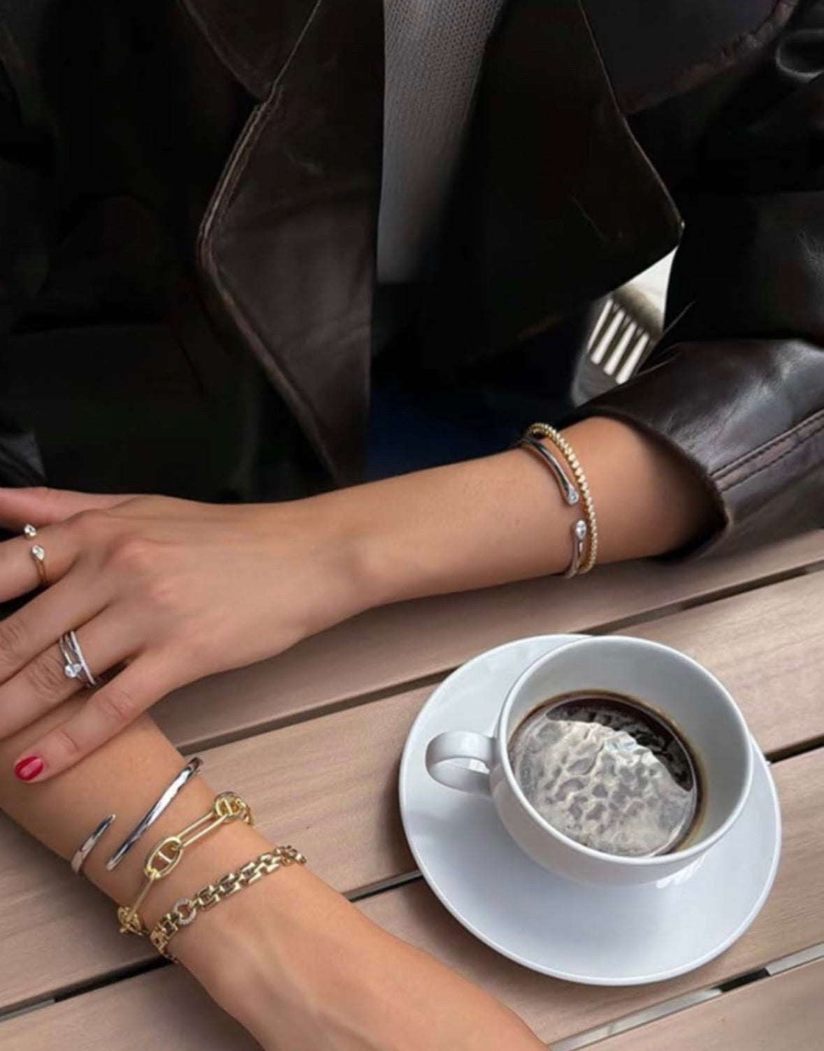 Silver Double Pear Bangle
