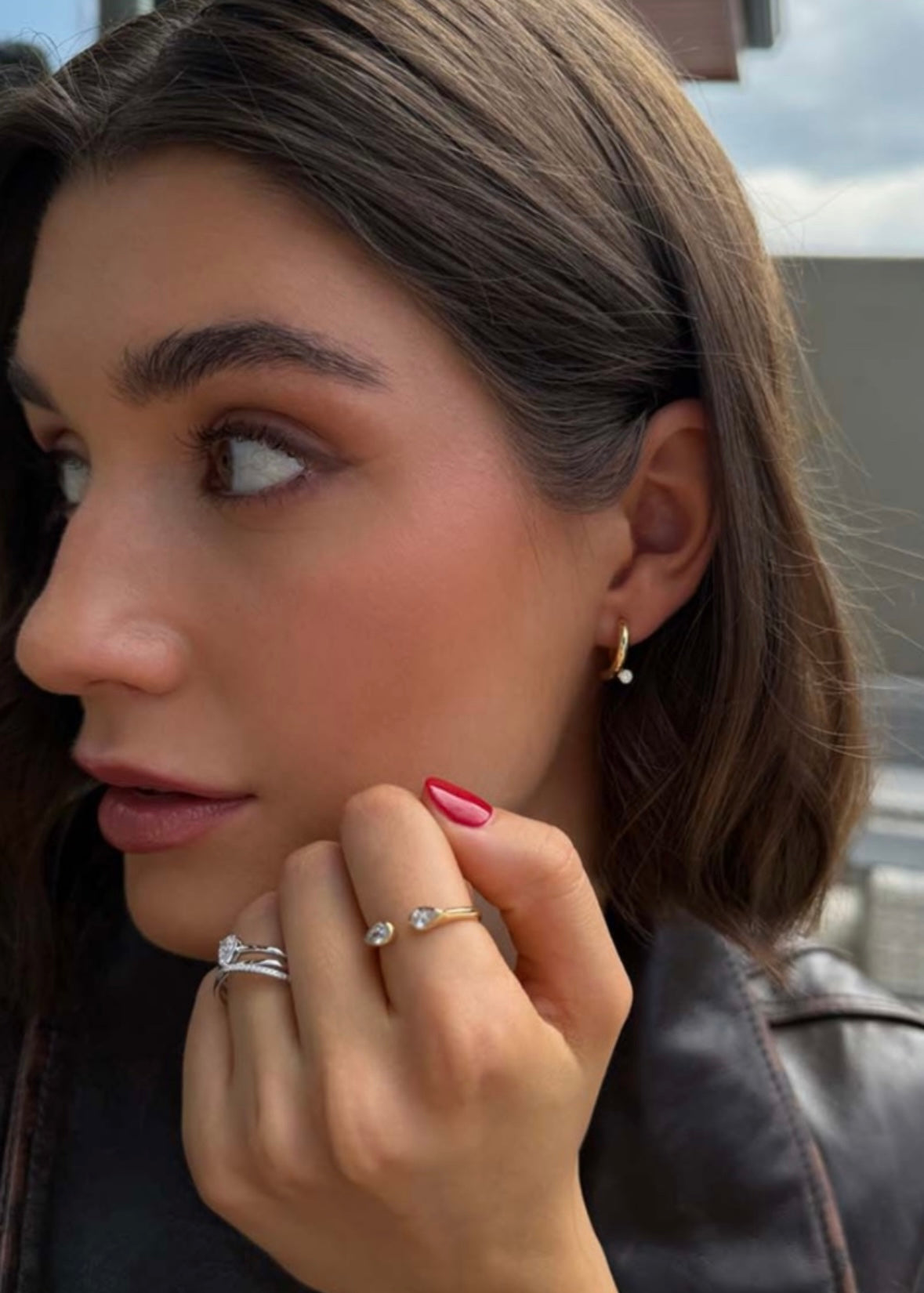 Gold Double Pear Open Ring