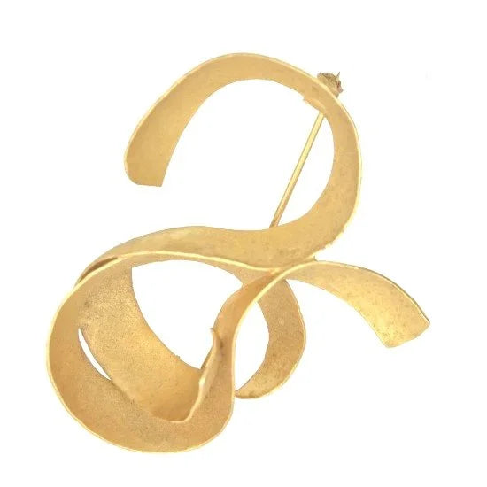 Abstract Swirl Gold Brooch