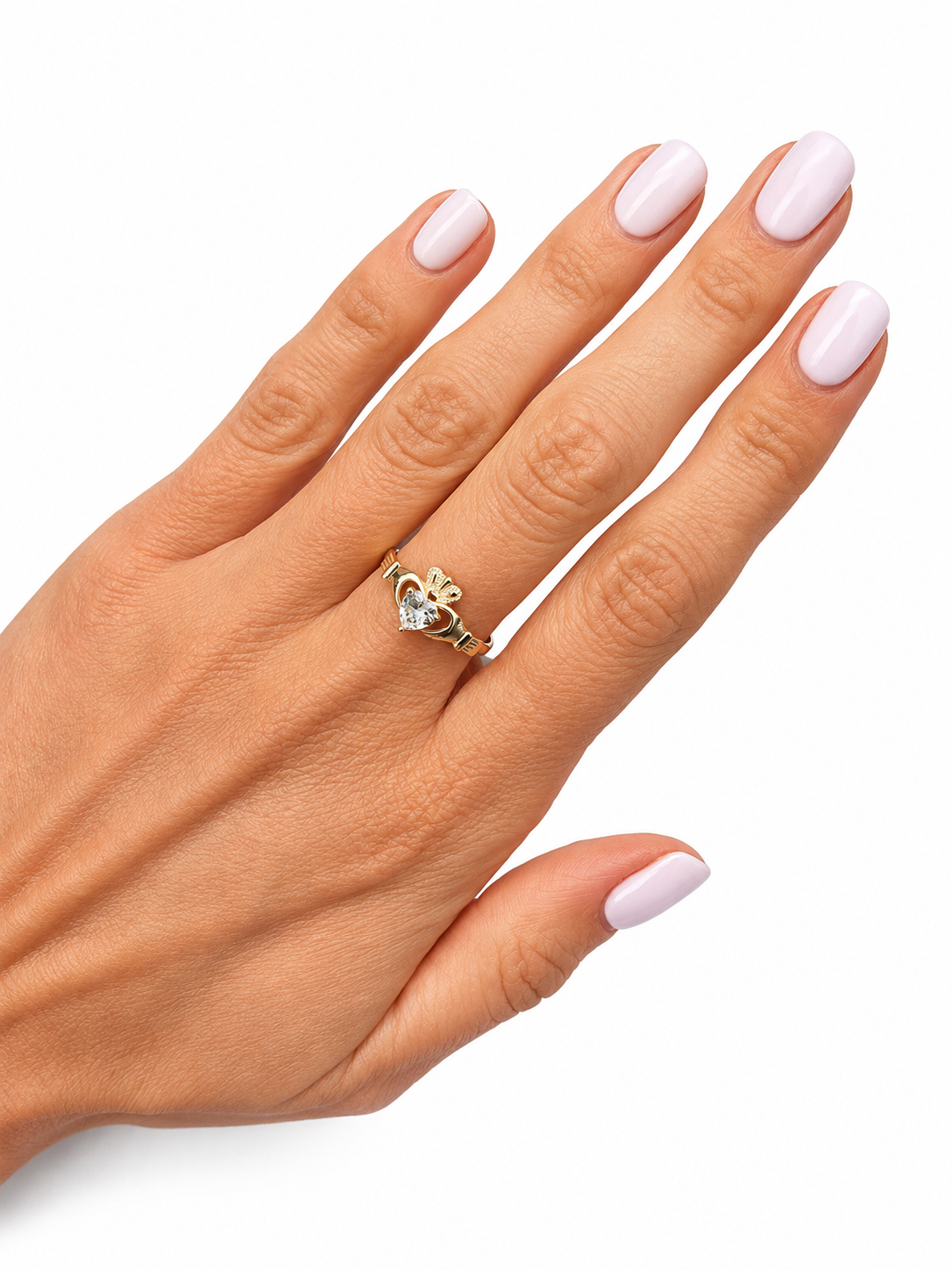 9ct Cz Claddagh Ring