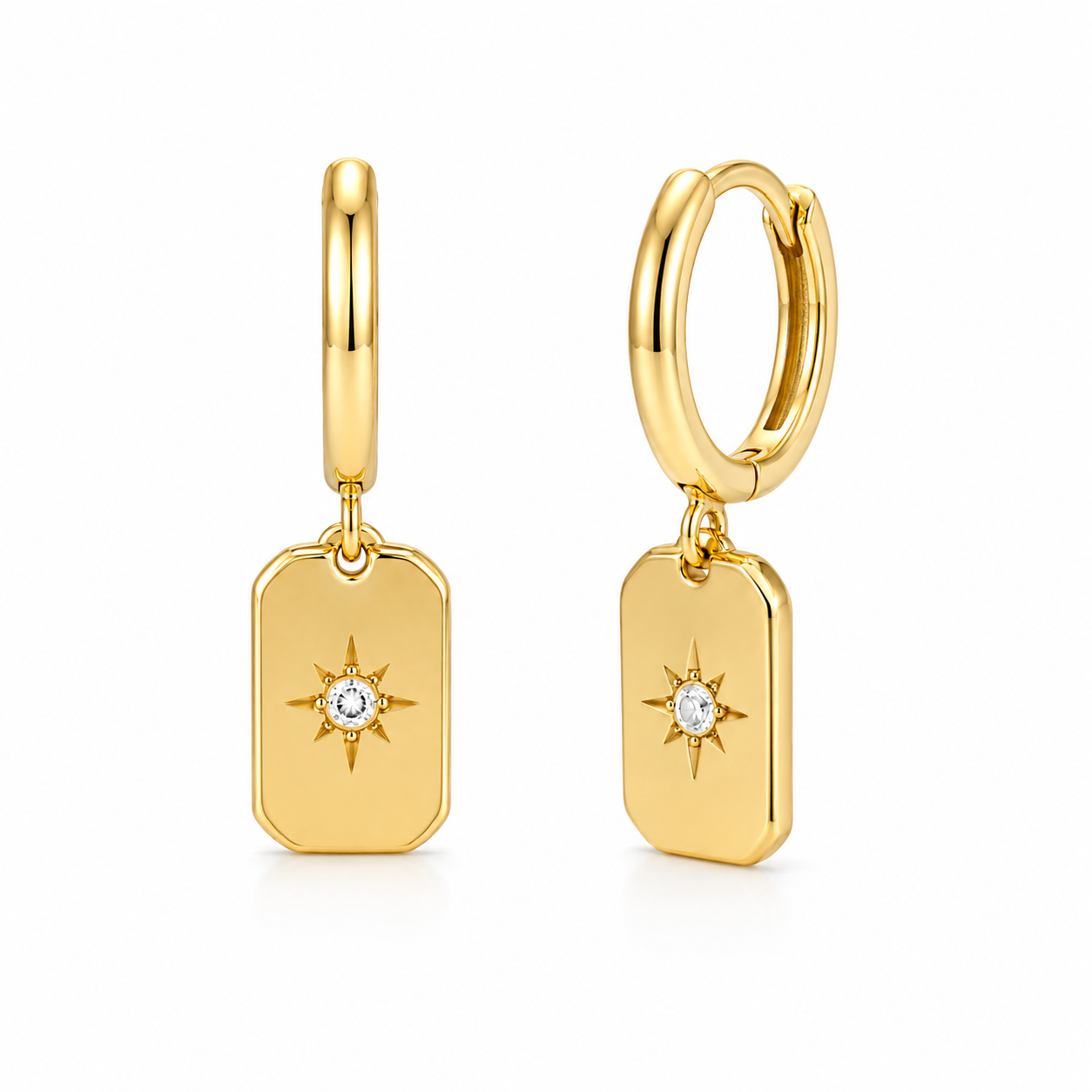 Gold Disc Charm Hoop