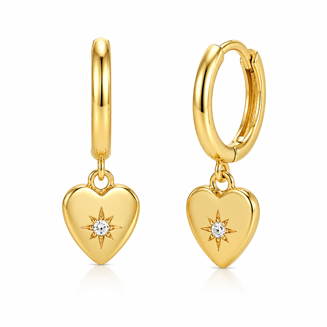 Gold Heart Charm Hoop