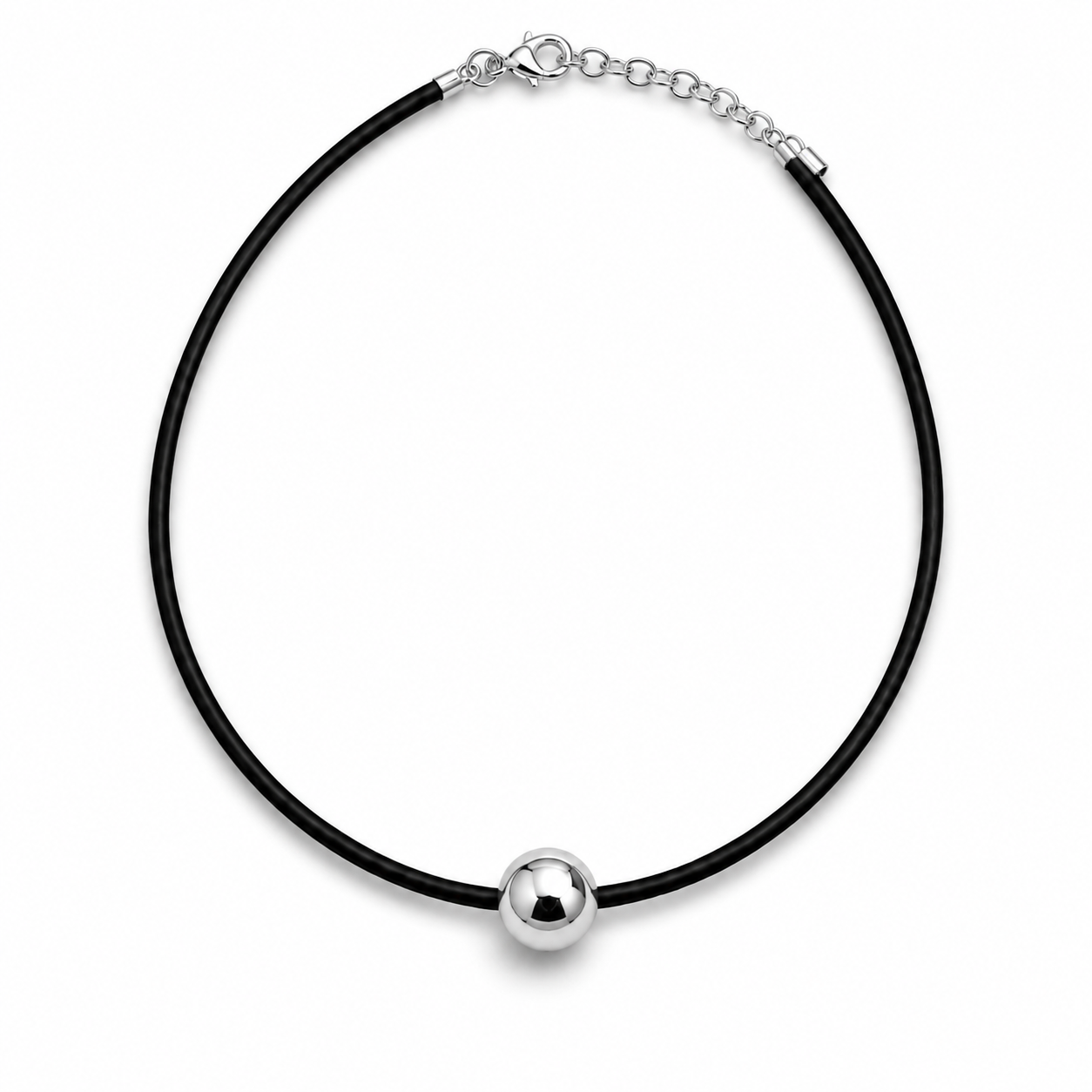 Silver Cord And Ball Necklace
