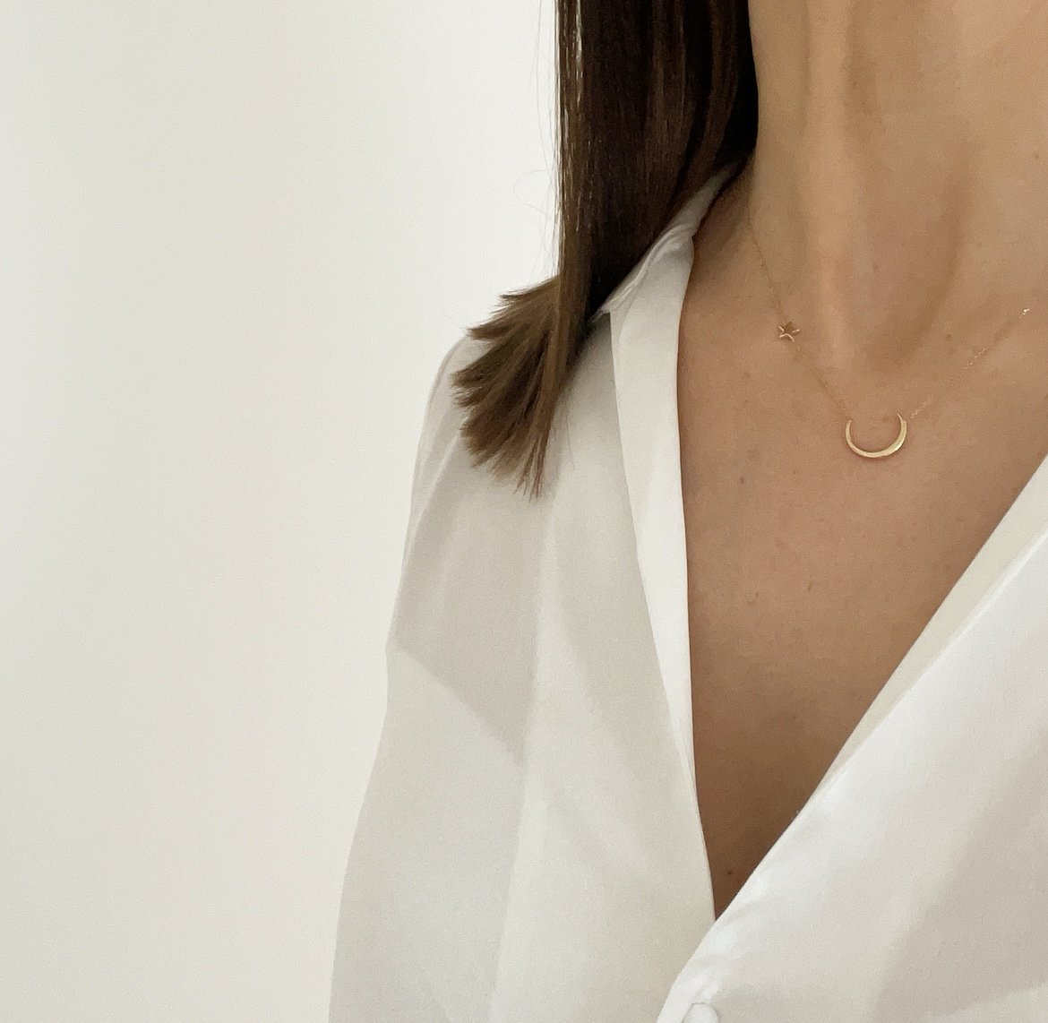 9ct Gold Moon and Mini Star Necklace