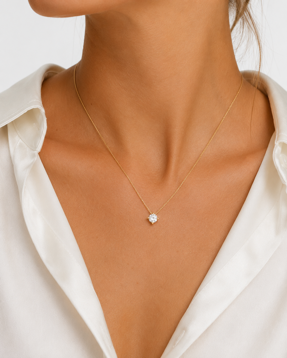 9ct Cz Solitaire Necklace