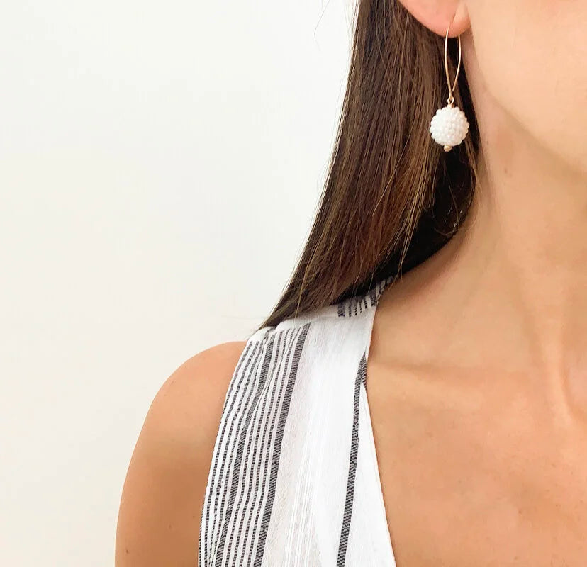 White Cluster Earrings