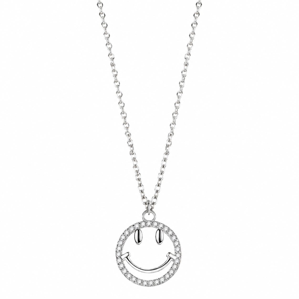 Cz Silver Smile Necklace