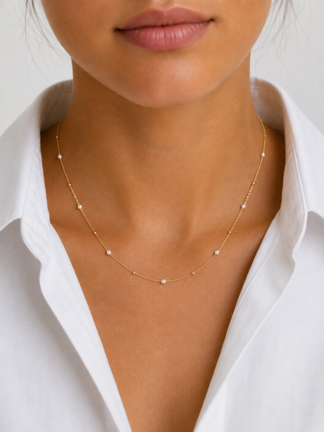 9ct Gold Pearl & Bead Necklace