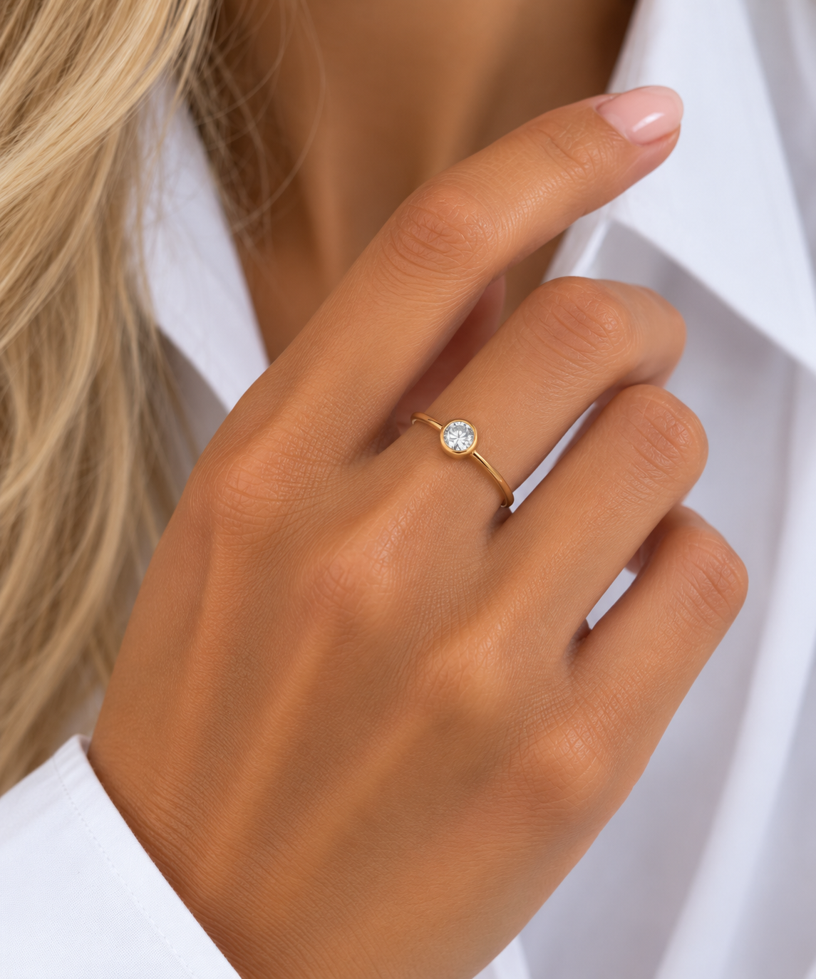 9ct Gold Round Bezel Stacking Ring