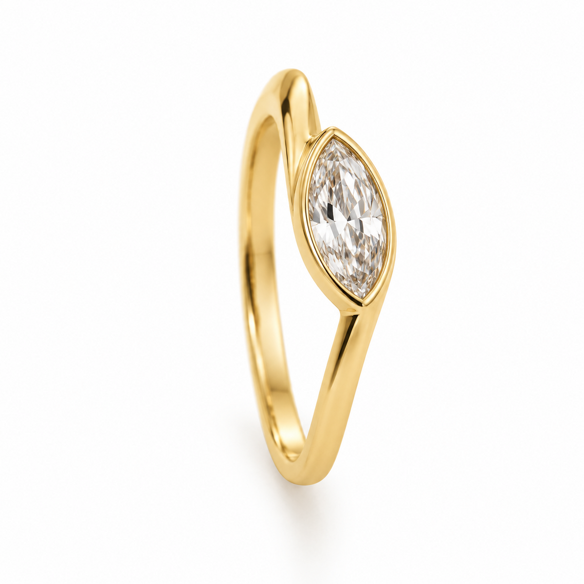 9ct Gold Marquise Bezel Ring