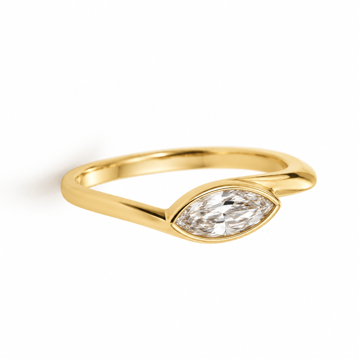 9ct Gold Marquise Bezel Ring