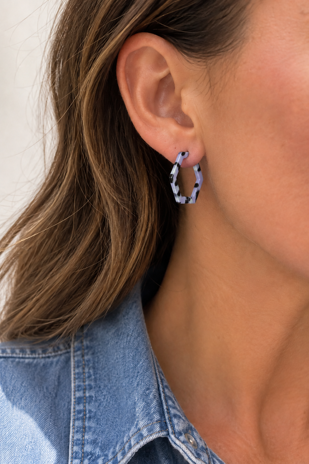 Blue Hexagon Hoop