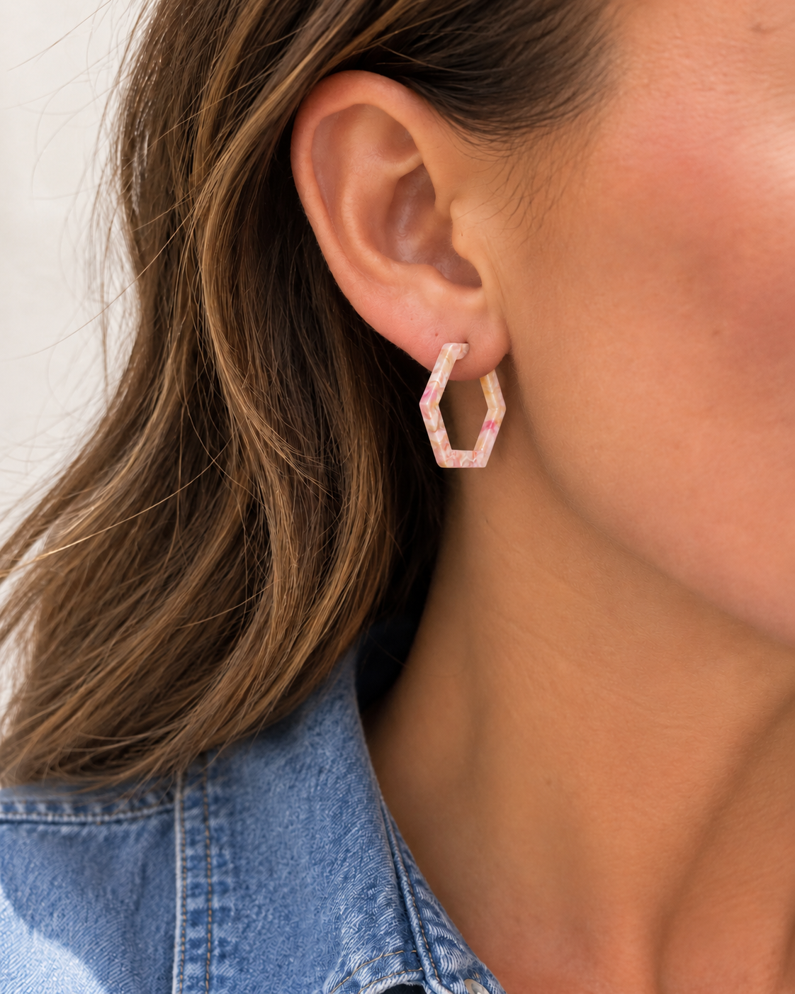 Pink Hexagon Hoop