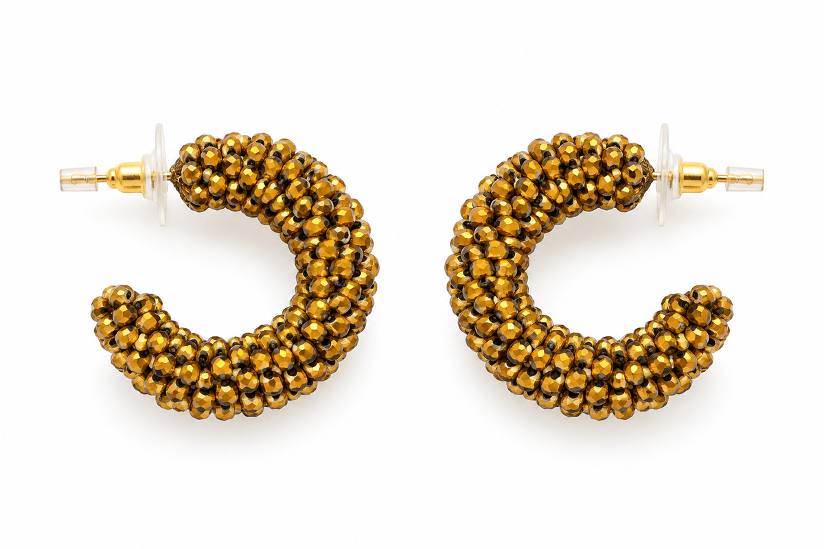 Small beaded Gold Hoop