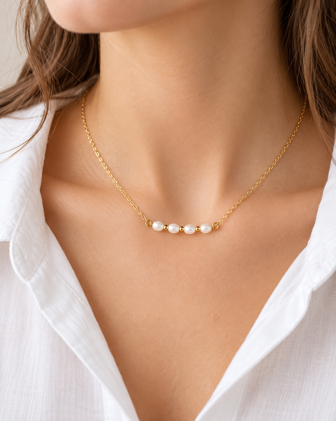 Rice Pearl and Flat Bead Pendant