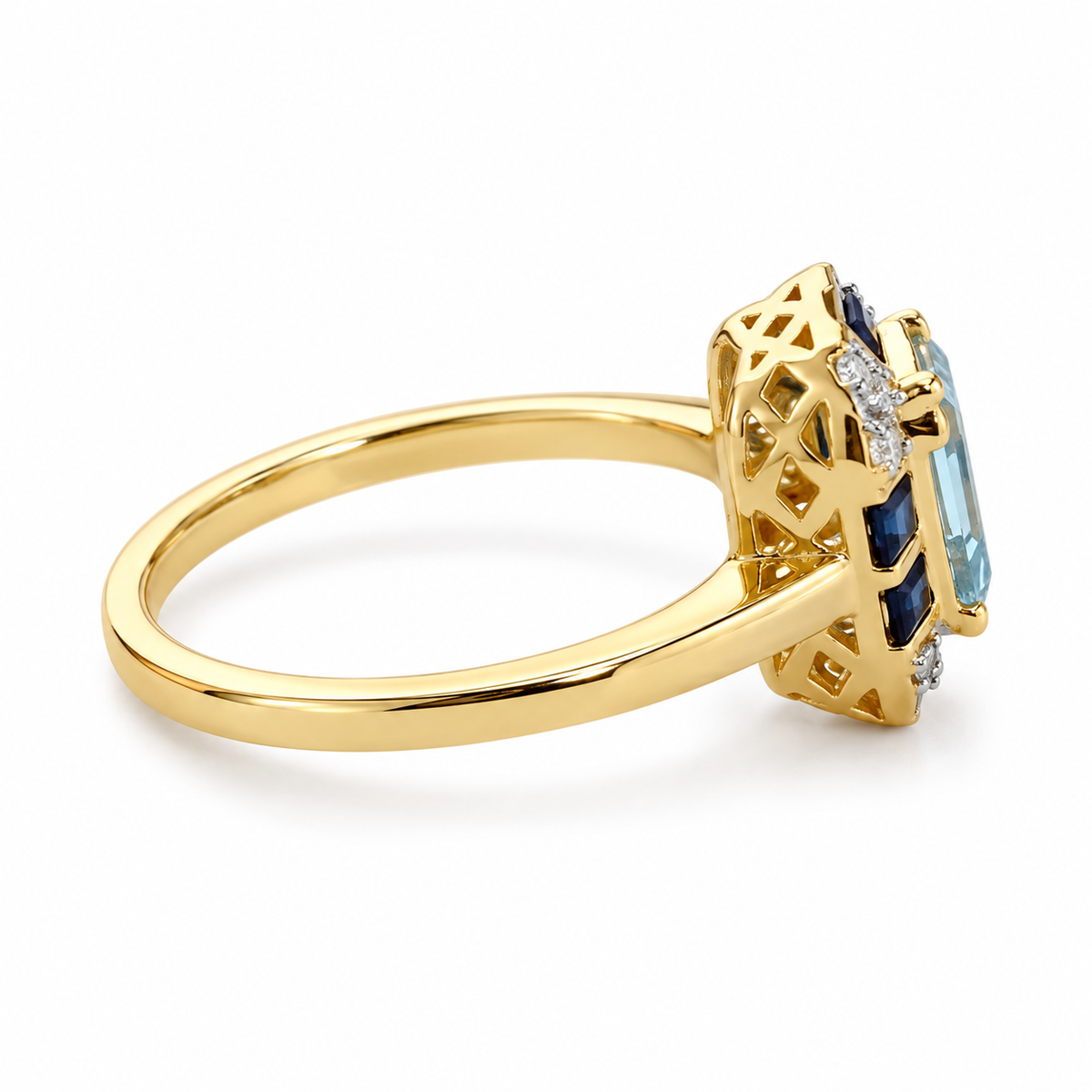 Topaz, Sapphire & Diamond Art Deco Ring