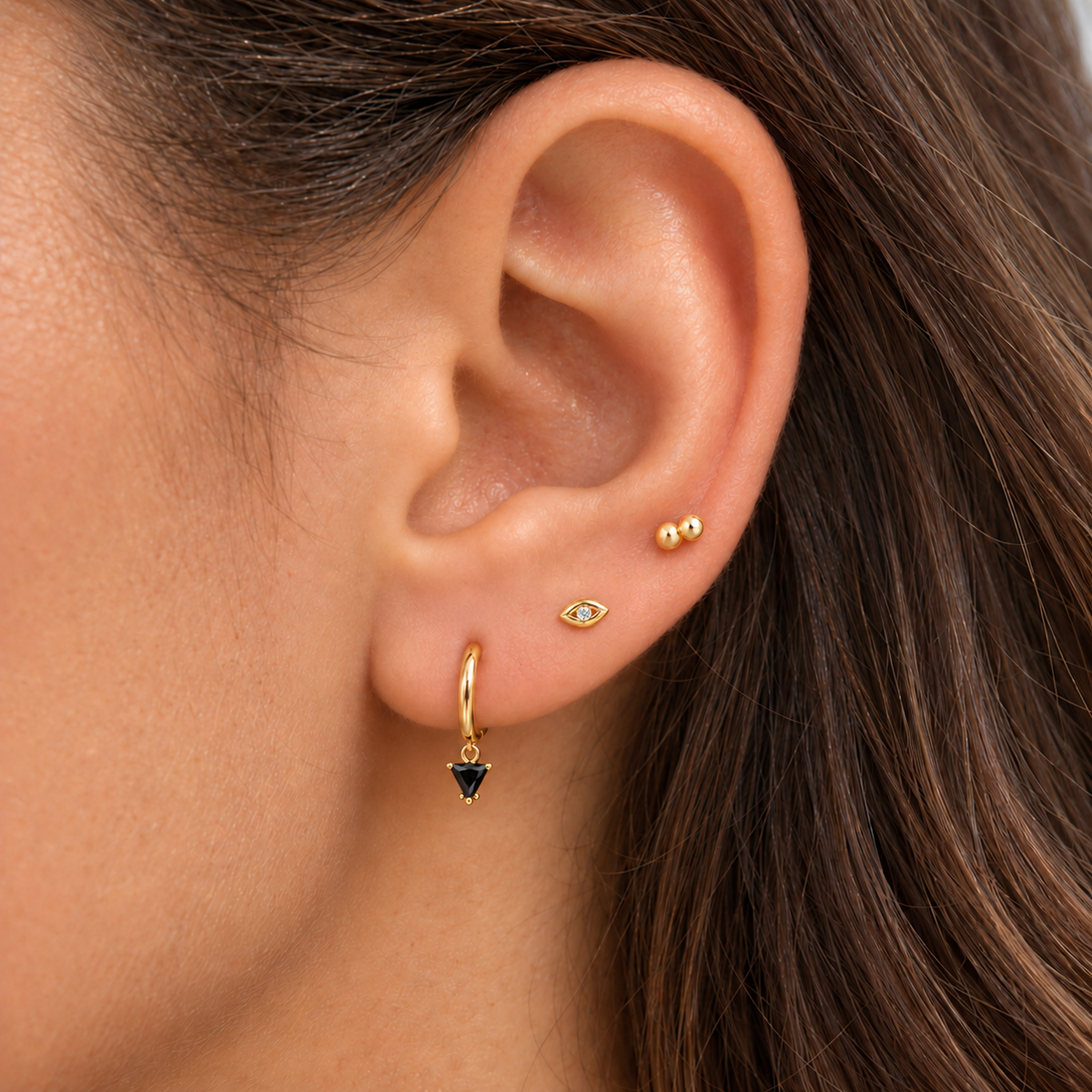 Gold Black Drop Hoop