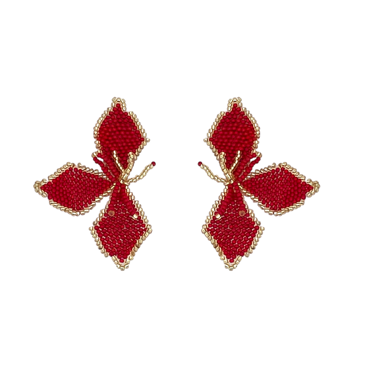 Red and Gold Beaded Flowers
