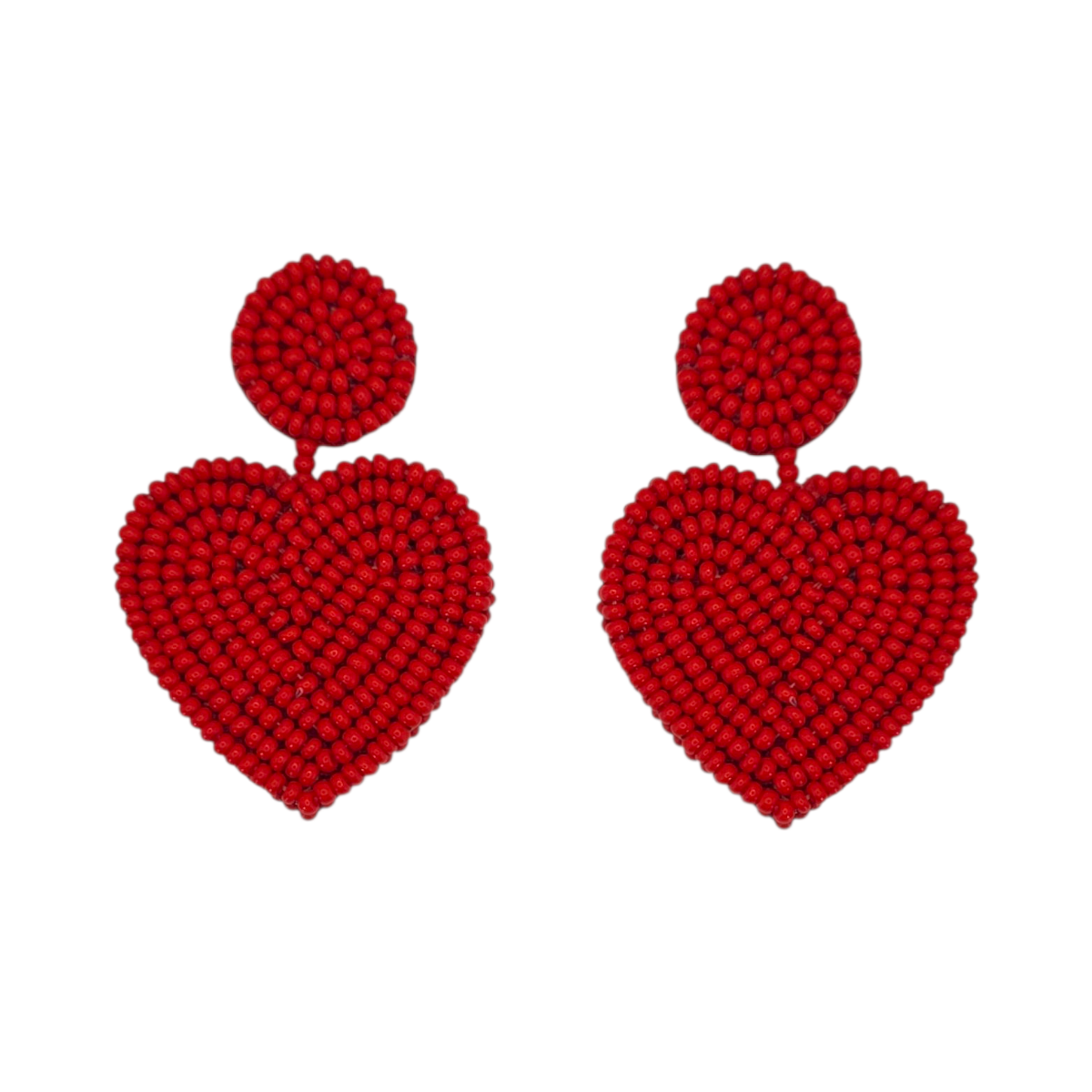 Red Heart Beaded Earrings