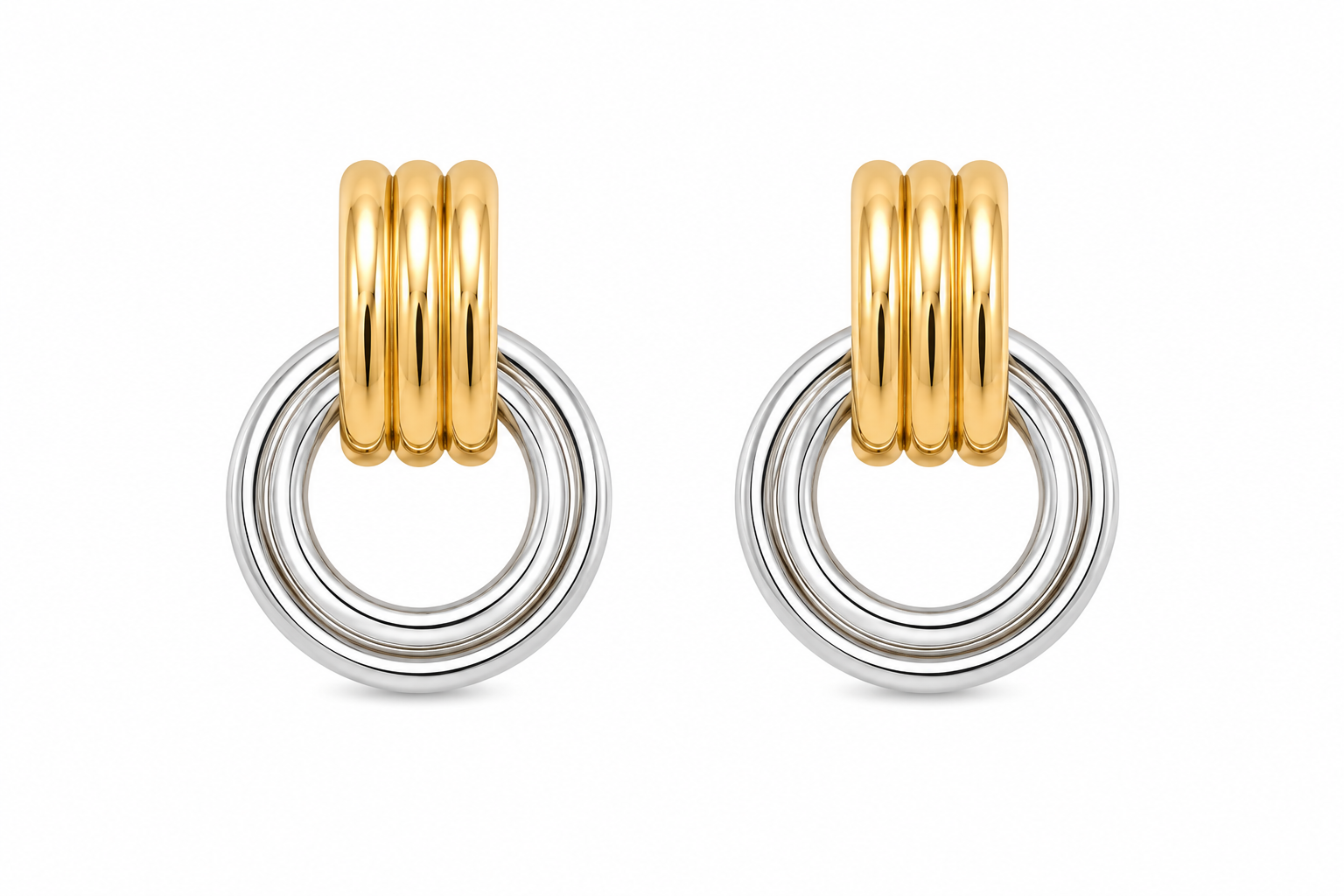 Two Tone Knock Earrings