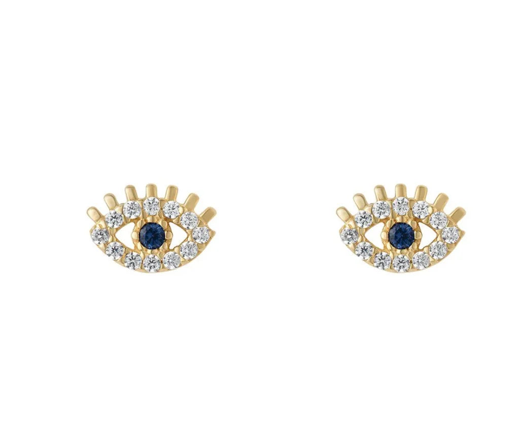 9ct Gold Sapphire Evil Eye Stud