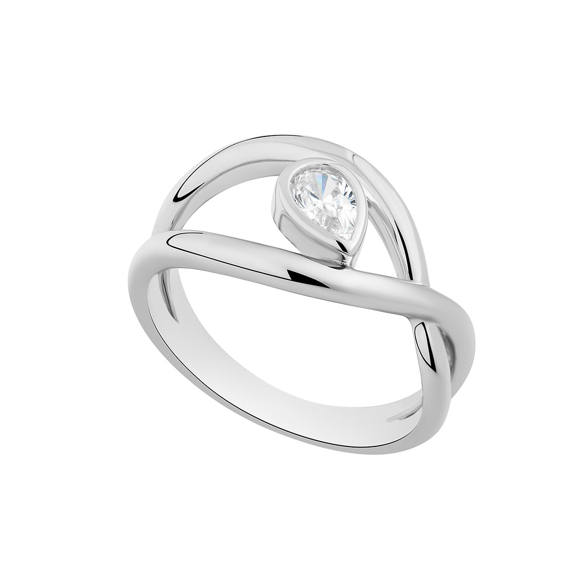 Silver Pear Twist Ring