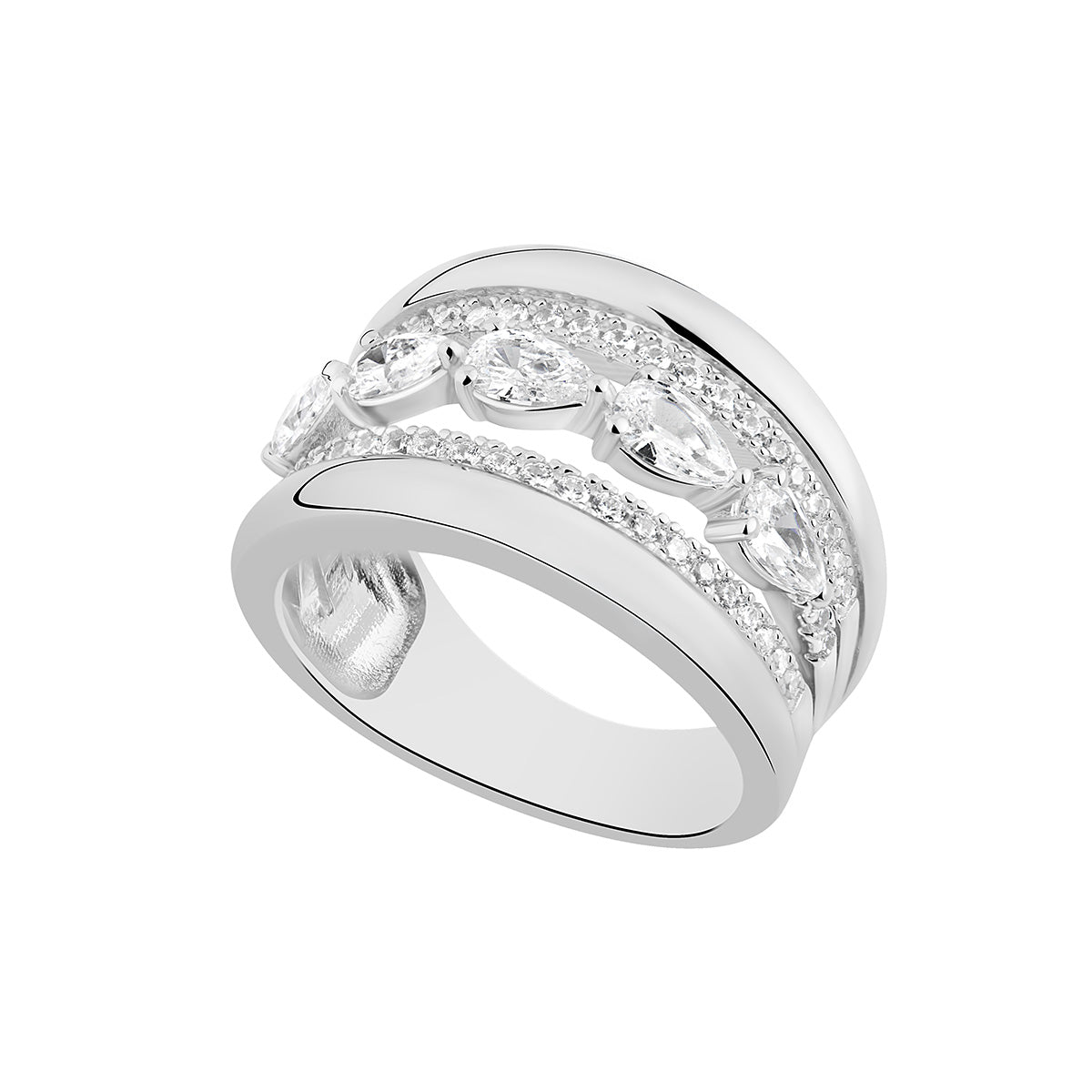 Silver Marquise Layered Ring