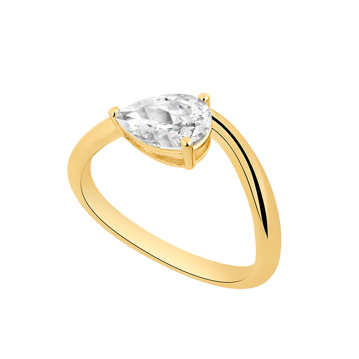 Gold Pear-Cut Twist Ring