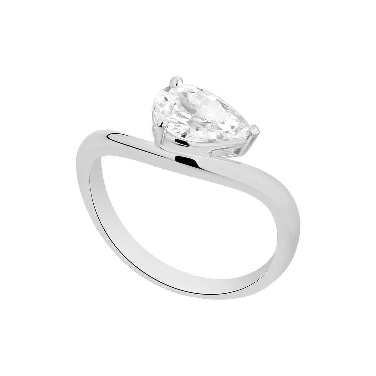 Silver Pear-Cut Twist Ring