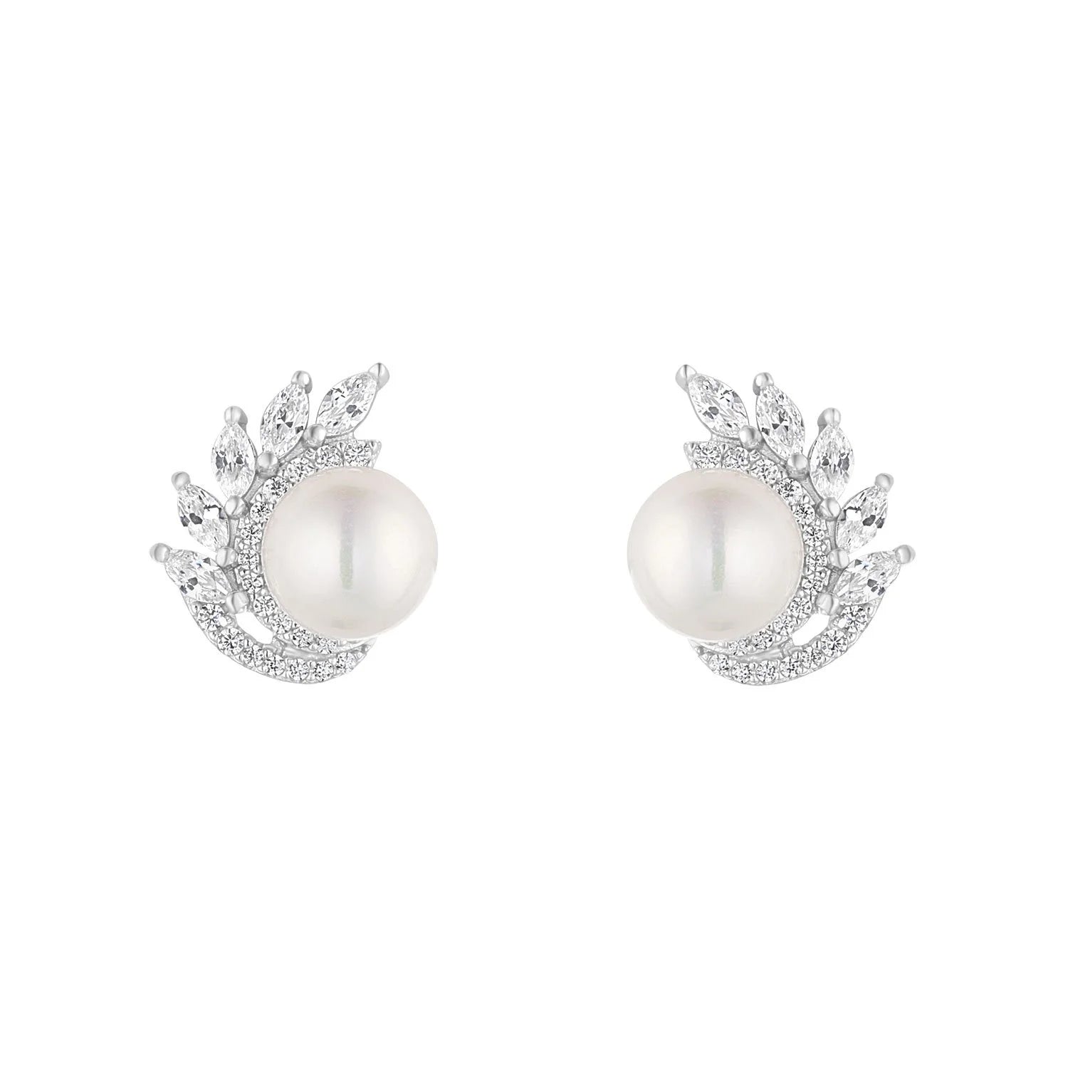 Silver Pearl Cluster Stud