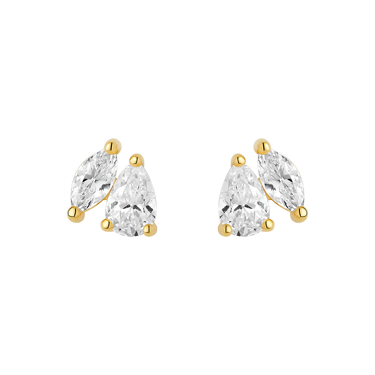 Gold Pear Marquise Duo Stud