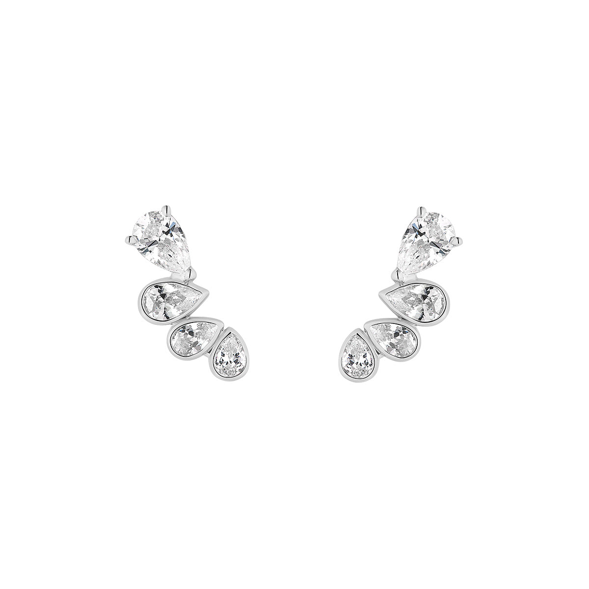 Silver Graduated Pear-Cut Studs